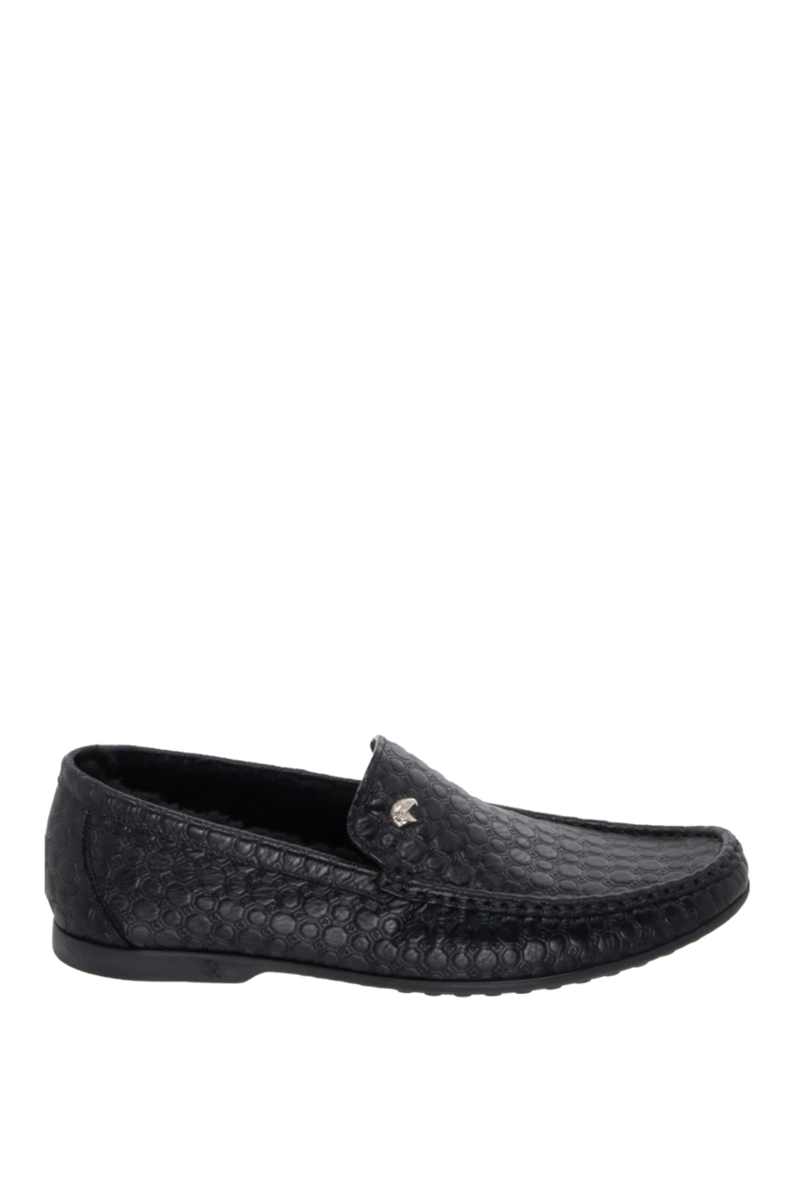 Stefano Ricci Black leather moccasins for men - textured leather, logo. 100% leather. Country of manufacture: Italy. Care: specialized cleaning - photo 1