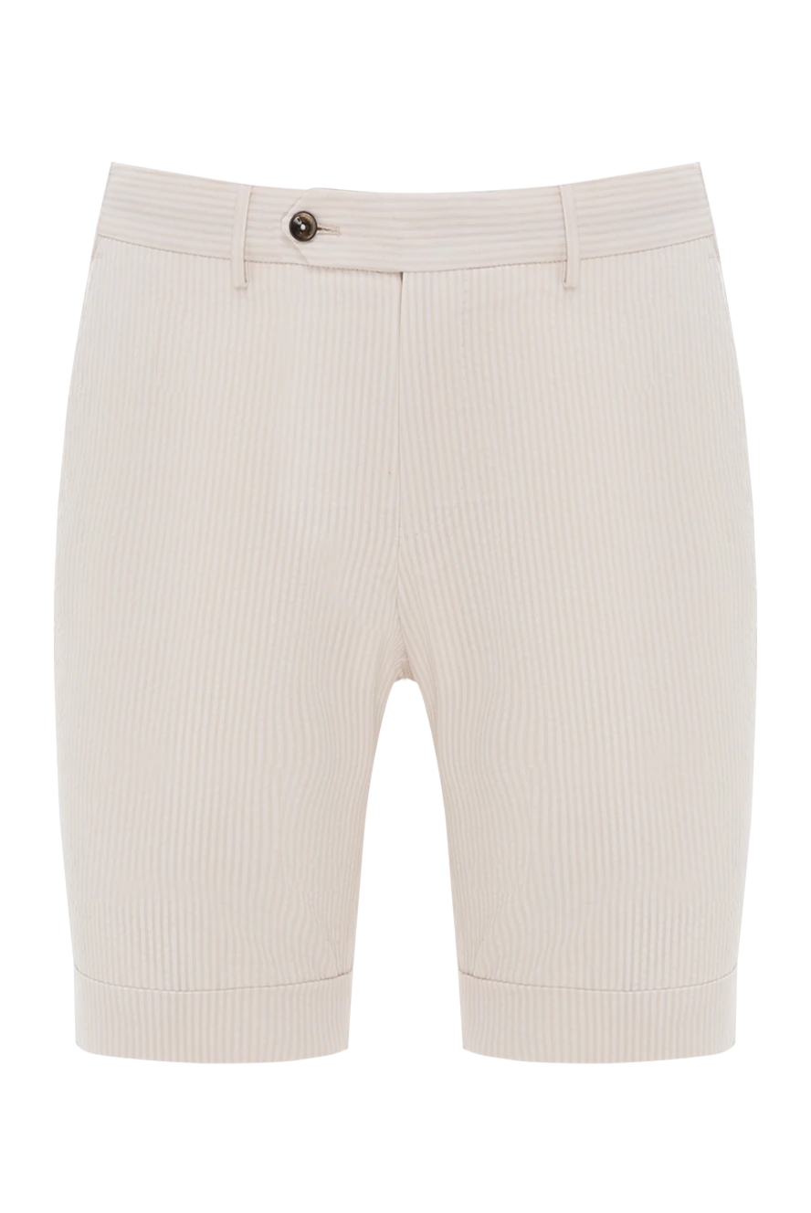 PT01 (Pantaloni Torino) White cotton shorts for men - 100% cotton. Closure type: Zipper, buttons. Four pockets. Country of manufacture: Italy. Care: specialized cleaning - photo 1