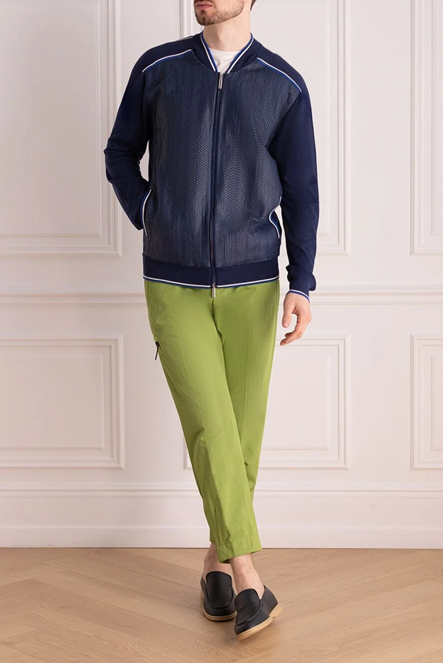 PT01 (Pantaloni Torino) green cotton and linen pants for men