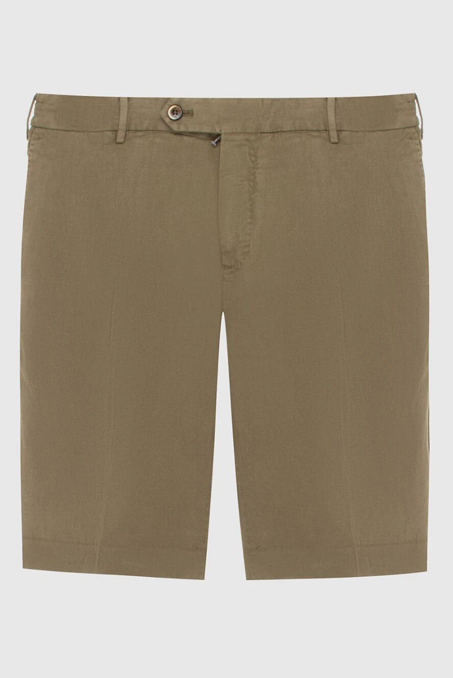 PT01 (Pantaloni Torino) Шорты зеленые - 61% вискоза, 22% лён, 17% хлопок. Тип застежки: Молния, пуговицы. Четыре кармана. Страна производитель: Италия. Уход: специализированная чистка - фото 1