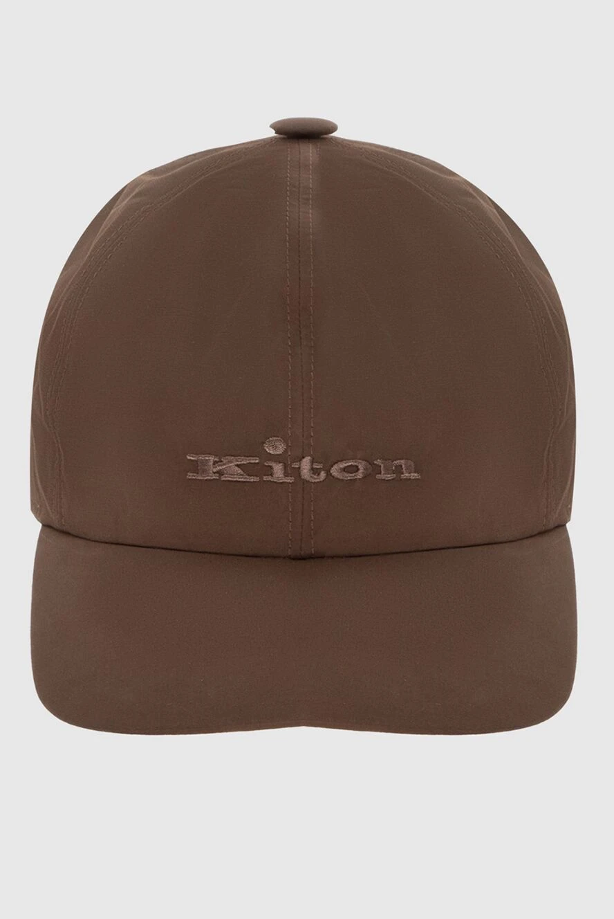 Kiton Brown cotton and polyamide cap for men - Contrasting logo embroidery. 64% cotton, 36% polyamide. Country of manufacture: Italy. Care: specialized cleaning - photo 1