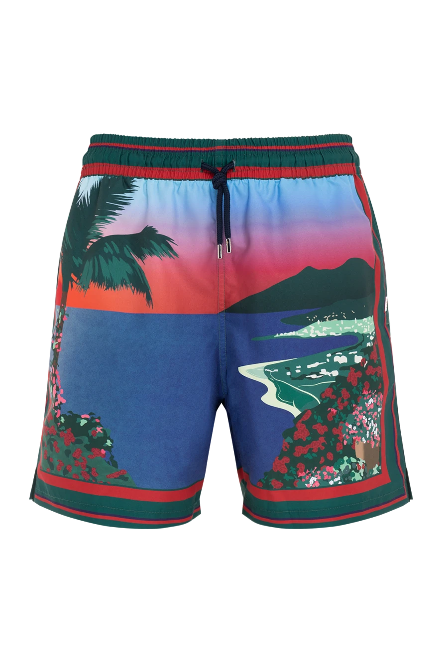 Derek Rose Swimming shorts for men blue with a beach pattern - original pattern. 100% polyester. drawstring. Country of manufacture: Italy. Care: specialized cleaning - photo 1