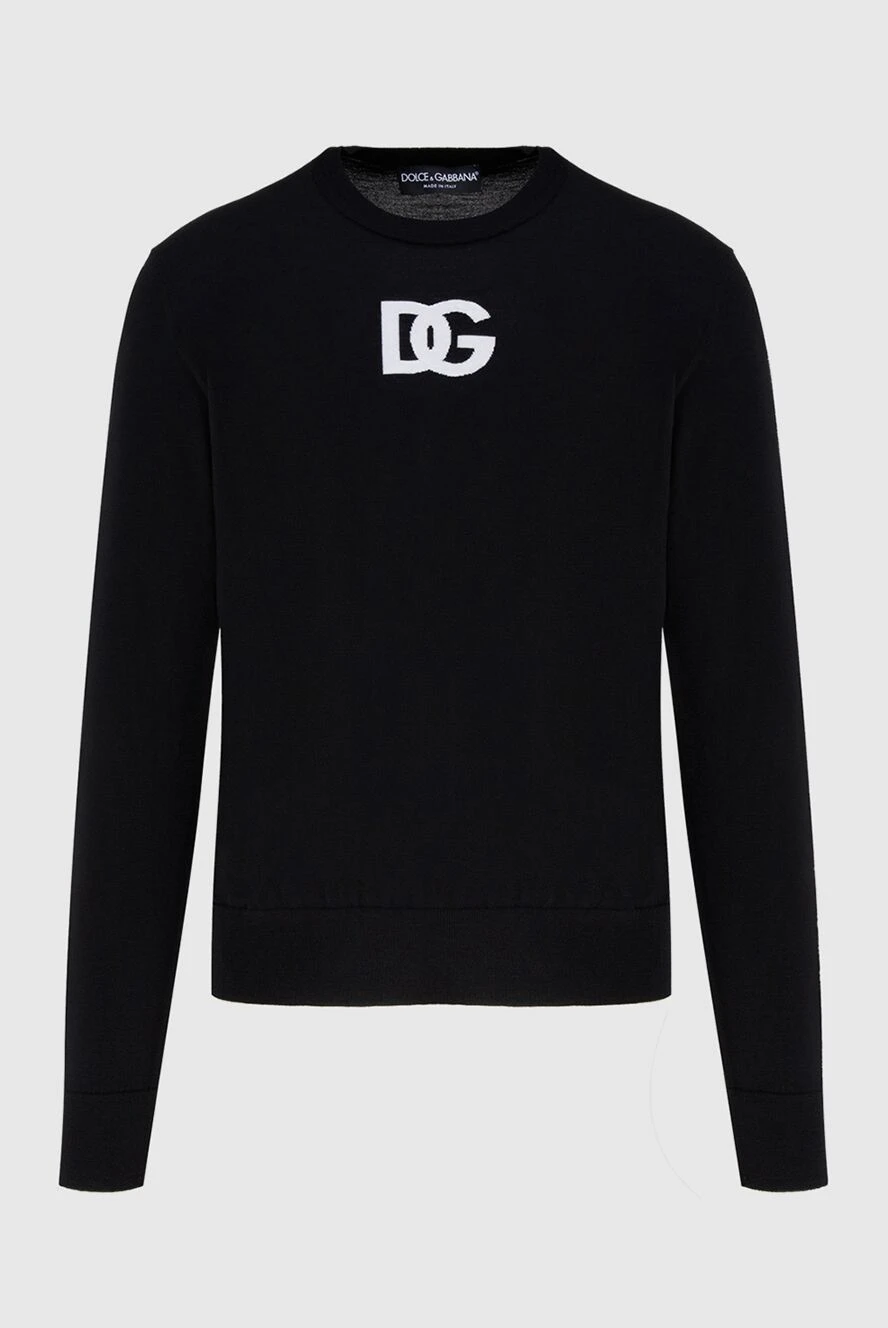 Dolce & Gabbana Black wool and polyester jumper for men - DG logo template. 73% wool, 27% polyester. Country of manufacture: Italy. Care: specialized cleaning - photo 1