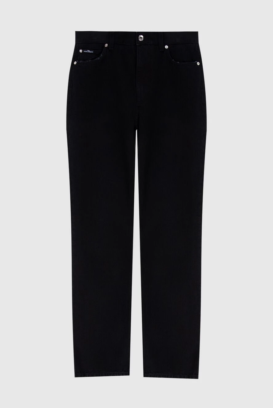 Dolce & Gabbana Women's black jeans with a loose fit - contrasting buttons. three side pockets, two back pockets. 100% cotton. zipper, buttons. Country of manufacture: Italy. Care: specialized cleaning - photo 1