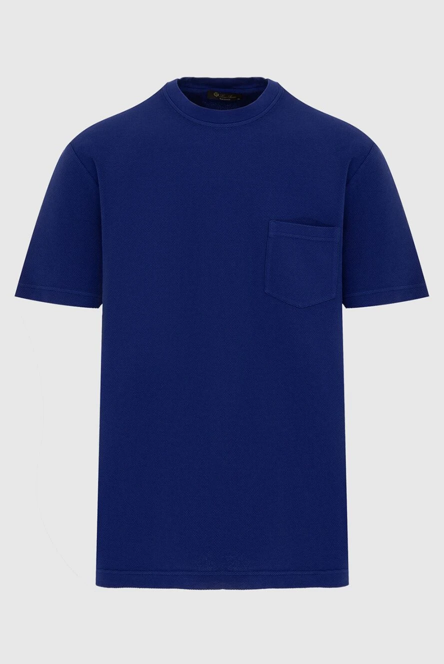 Loro Piana Blue cotton T-shirt for men - 100% cotton. Country of manufacture: Italy. Care: specialized cleaning - photo 1