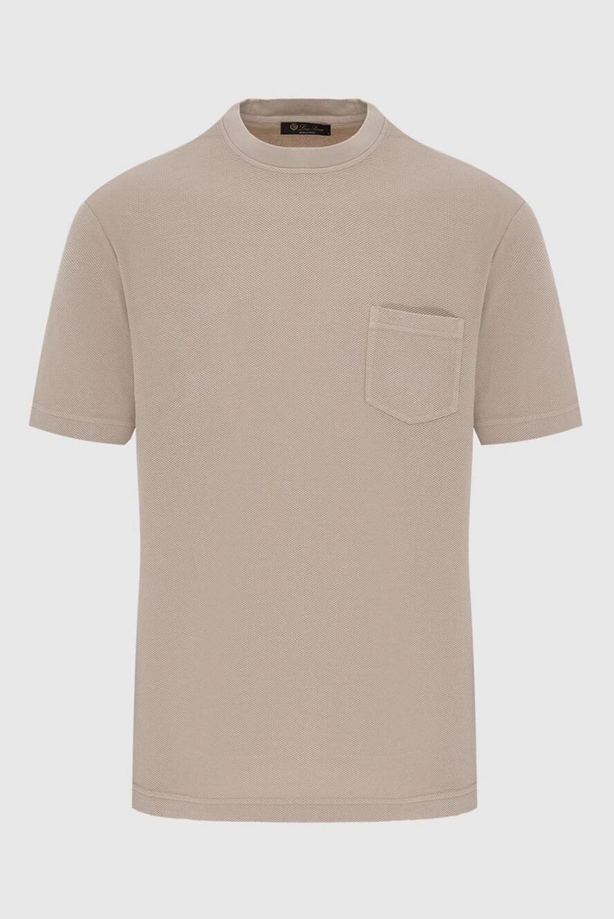 Loro Piana Beige cotton T-shirt for men - chest pocket. 100% cotton. Country of manufacture: Italy. Care: specialized cleaning - photo 1