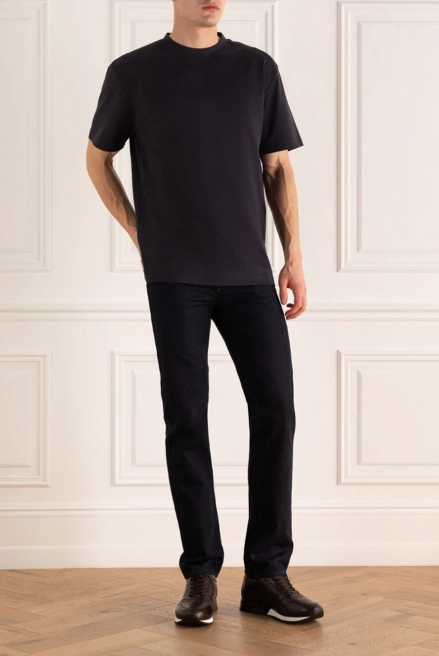 Loro Piana men's dark blue t-shirt made of smooth cotton