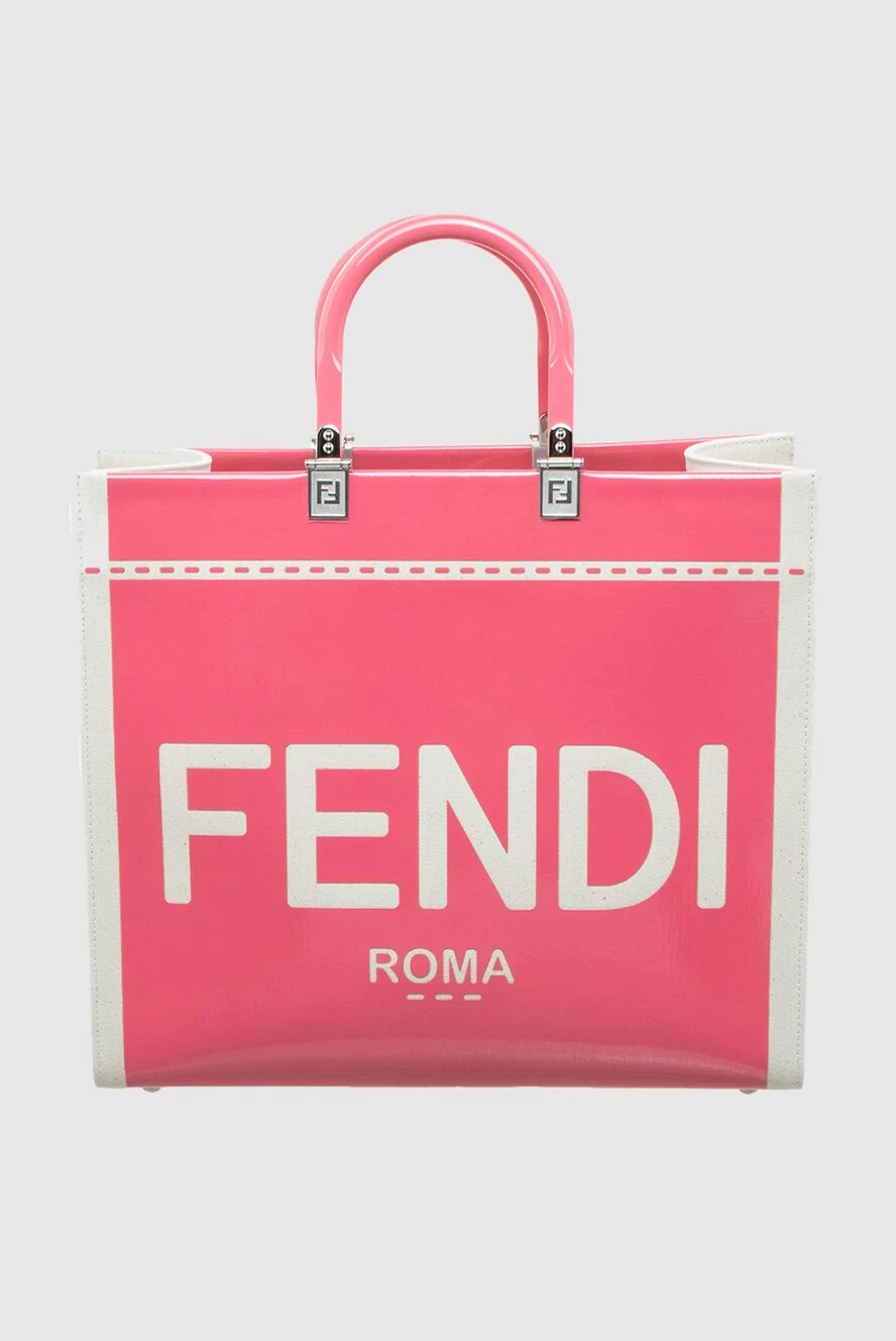 Fendi Women's pink bag made of textile decorated with logo - logo. textile. Country of manufacture: Italy. Care: specialized cleaning - photo 1