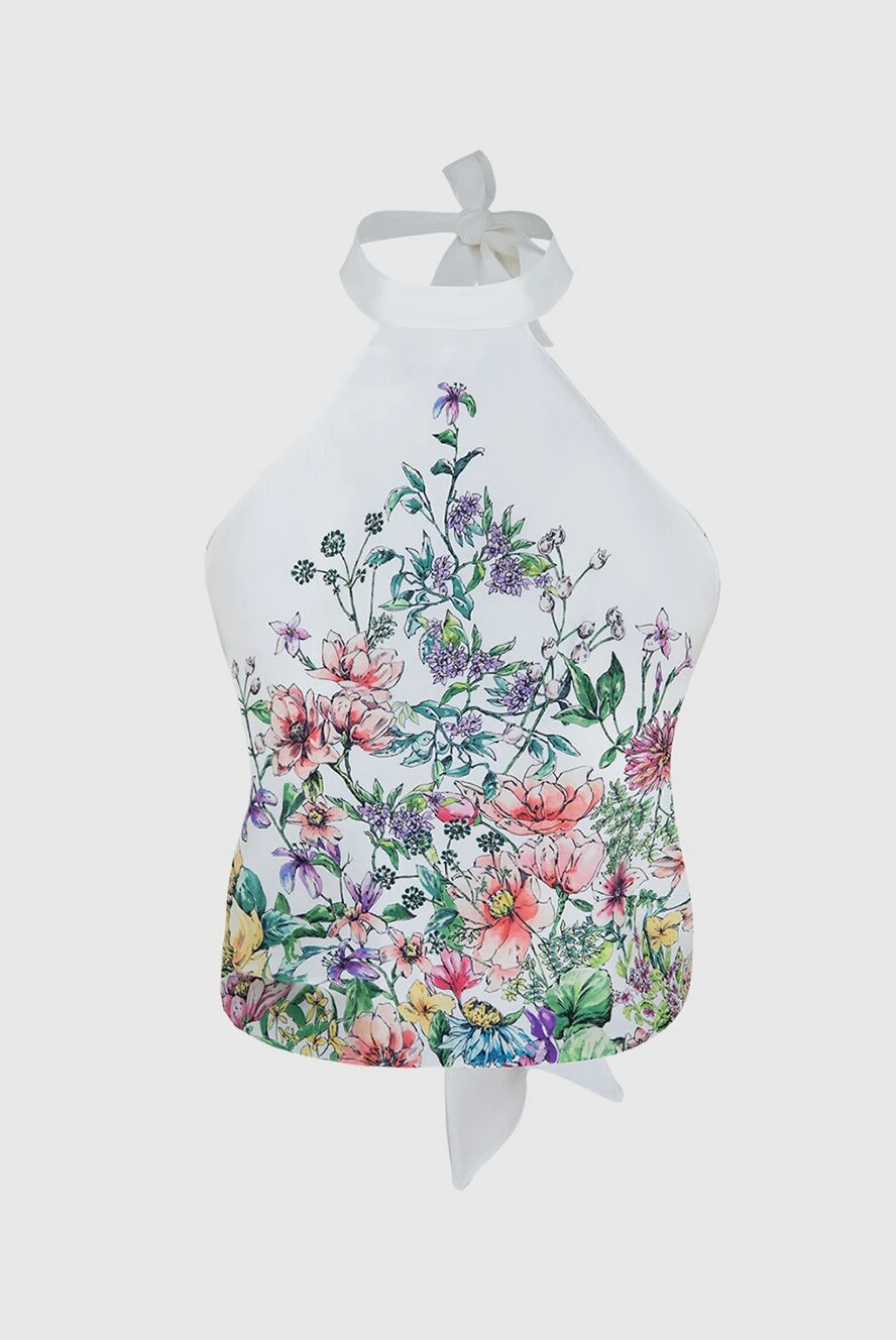 Dior Women's white silk top - flowers print. 100% silk. Country of manufacture: Italy. Care: specialized cleaning - photo 1