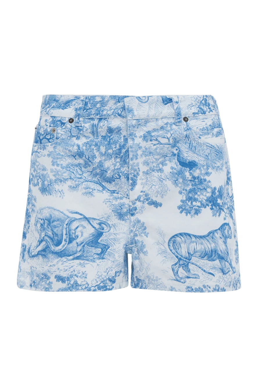 Dior White cotton shorts for women - fantasy pattern. five pockets. 100% cotton. zipper, hooks. Country of manufacture: Italy. Care: specialized cleaning - photo 1