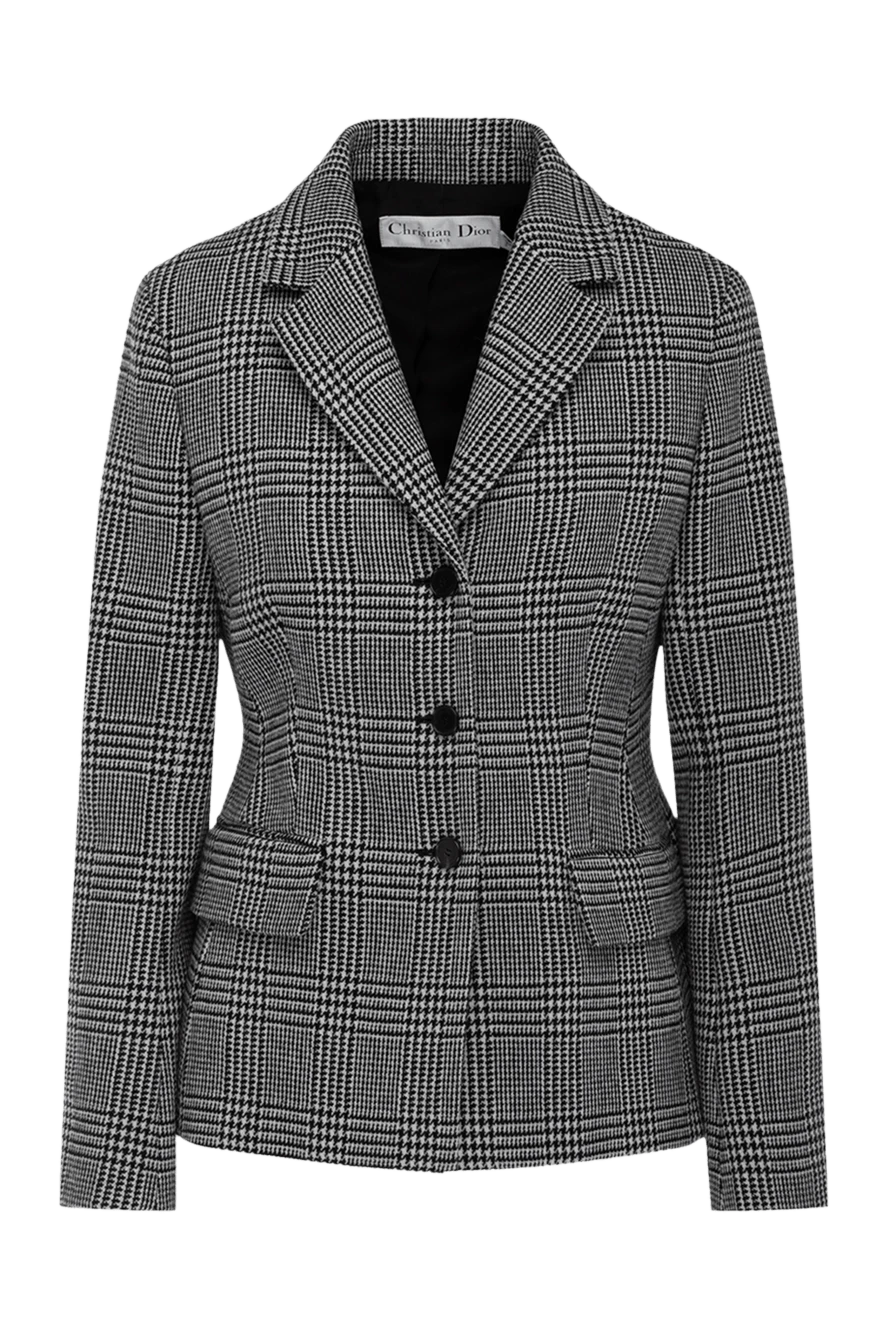 Dior White wool jacket for women - checkered pattern. two front pockets. buttons. 100% wool. Country of manufacture: Italy. Care: specialized cleaning - photo 1