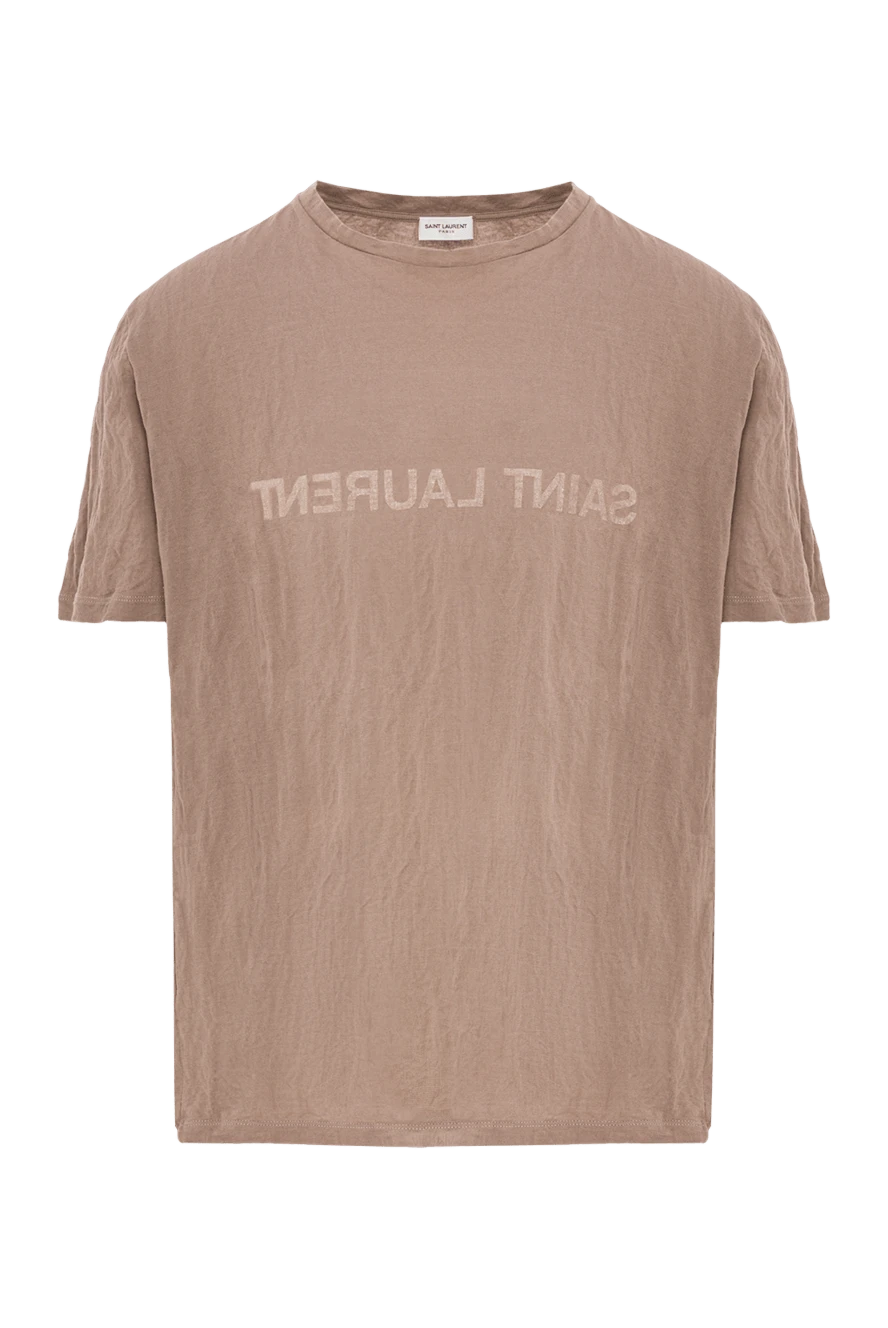 Saint Laurent Футболка із фактурного матеріалу з написом в інверсії - логотип бренду. 100% бавовна. Країна виробник: Італія. Догляд: спеціалізоване чищення - фото 1