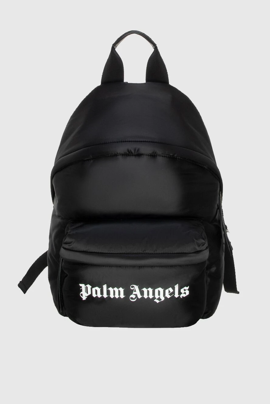 Palm Angels Black polyester backpack for men - logo. 100% polyester. front pocket. Closure: Zipper. Country of manufacture: Italy. Care: specialized cleaning - photo 1