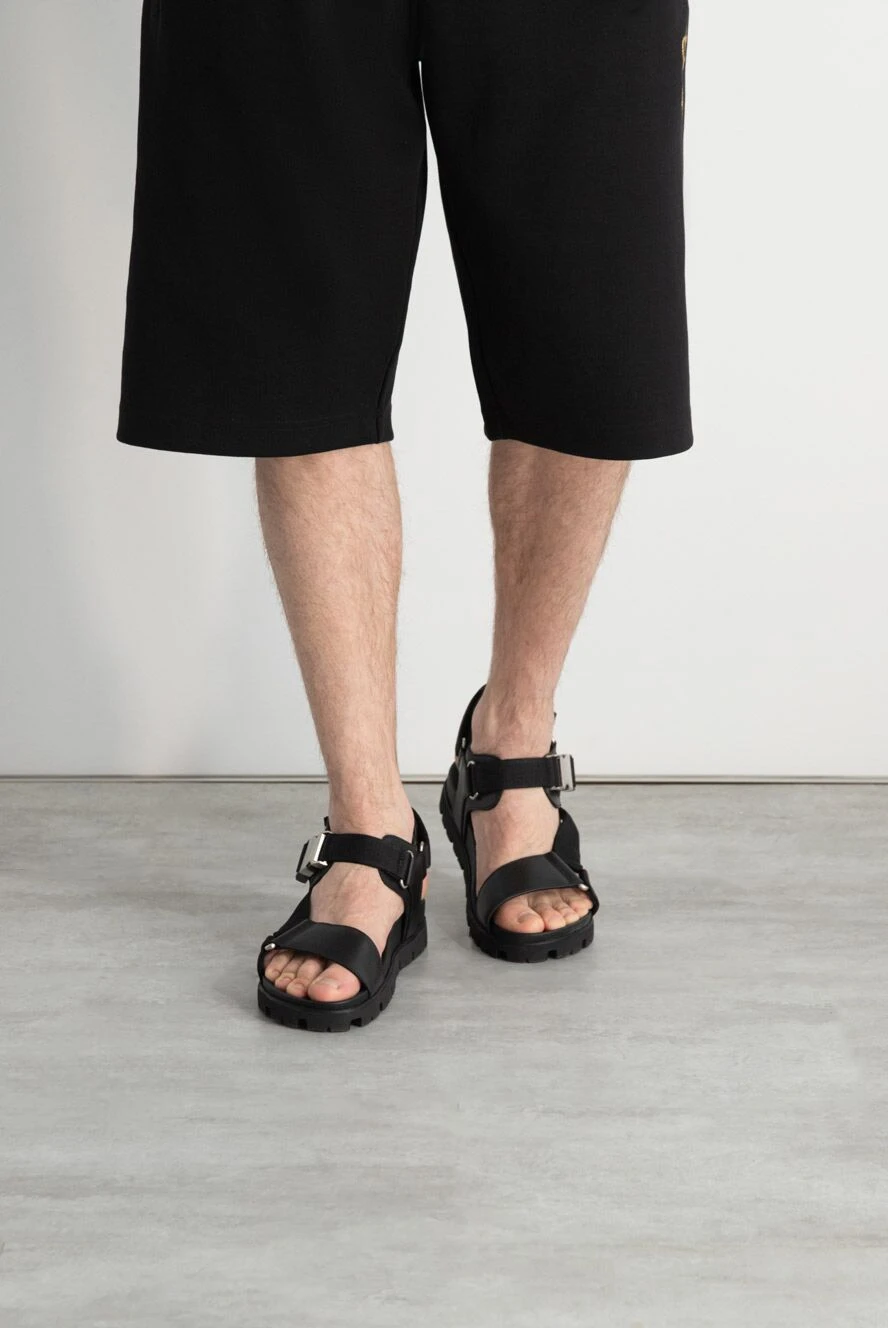 Prada black leather flip flops for men 173161 — Men flip