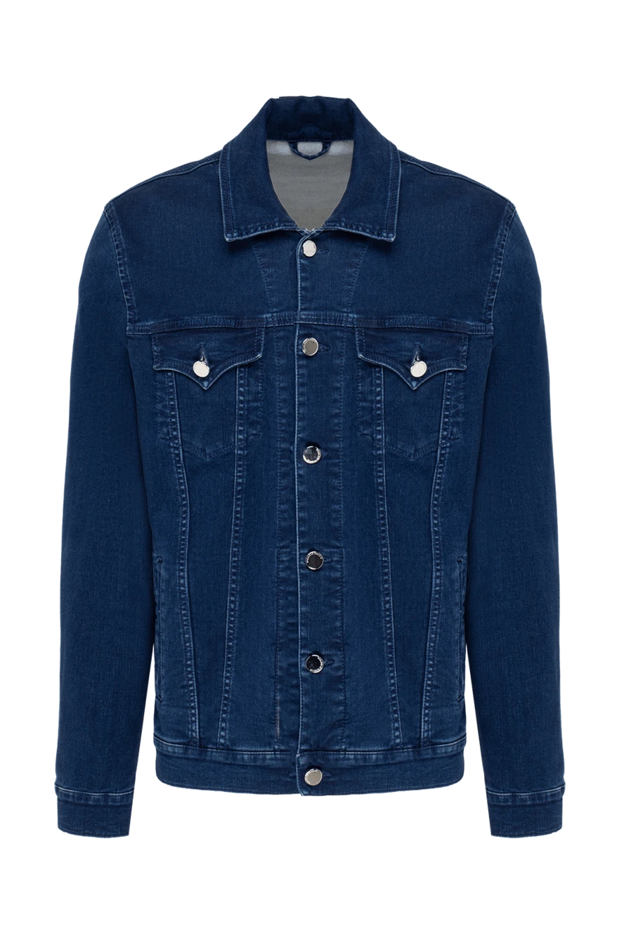 Scissor Scriptor Denim jacket made of cotton blue for men - worn effect. 97% cotton, 3% polyurethane. buttons. four pockets. Country of manufacture: Italy. Care: specialized cleaning - photo 1