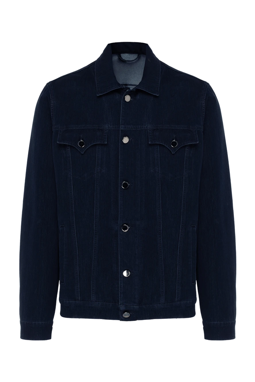 Scissor Scriptor Denim jacket blue for men - worn effect. four pockets. 33% modal, 33% polyester (PL), 25% cotton, 9% polyurethane. buttons. Country of manufacture: Italy. Care: specialized cleaning - photo 1