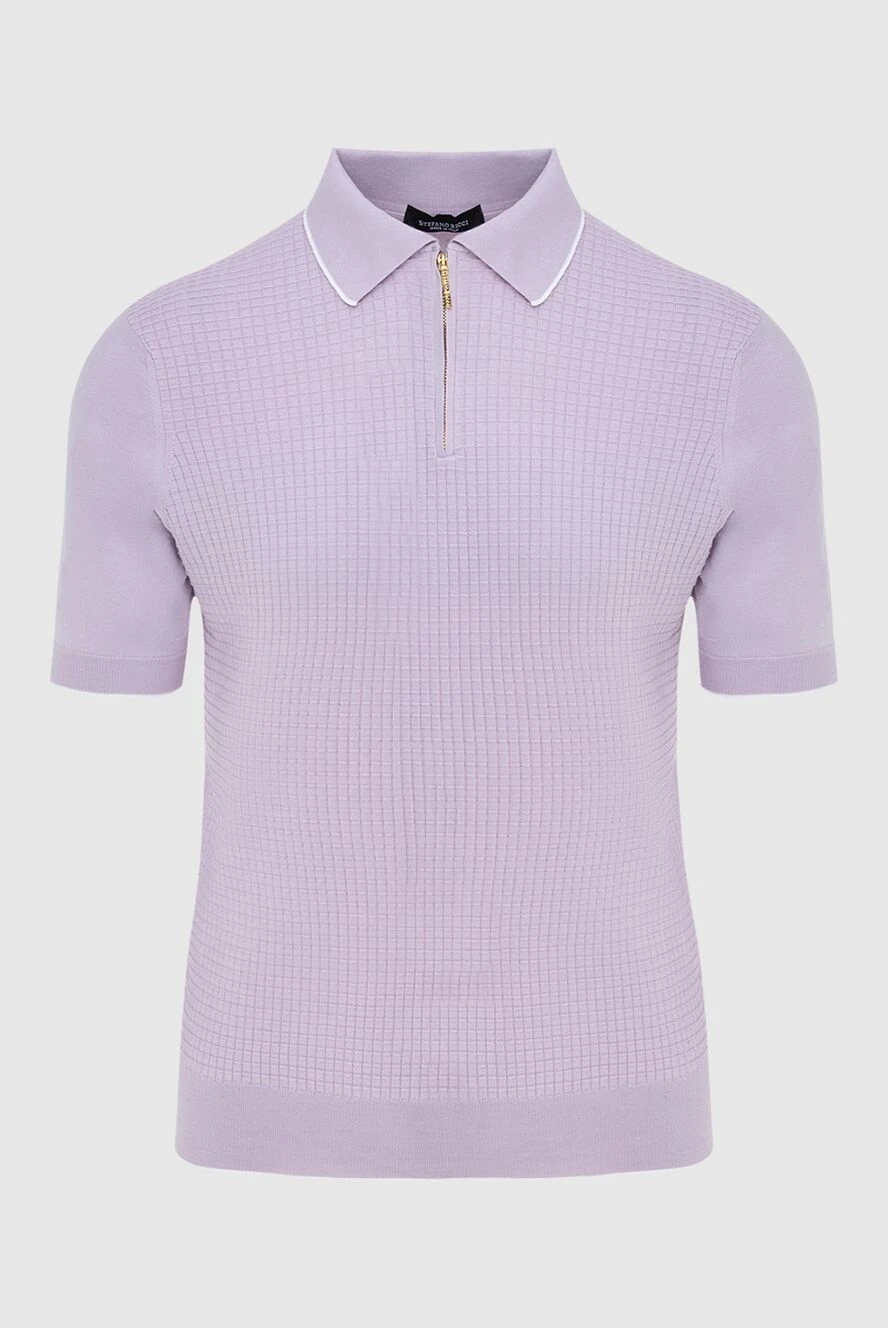 Stefano Ricci Поло з шовку рожеве чоловіче - Контрастні лінії на комірі. 100% шовк. Блискавка. Країна виробник: Італія. Догляд: спеціалізоване чищення - фото 1