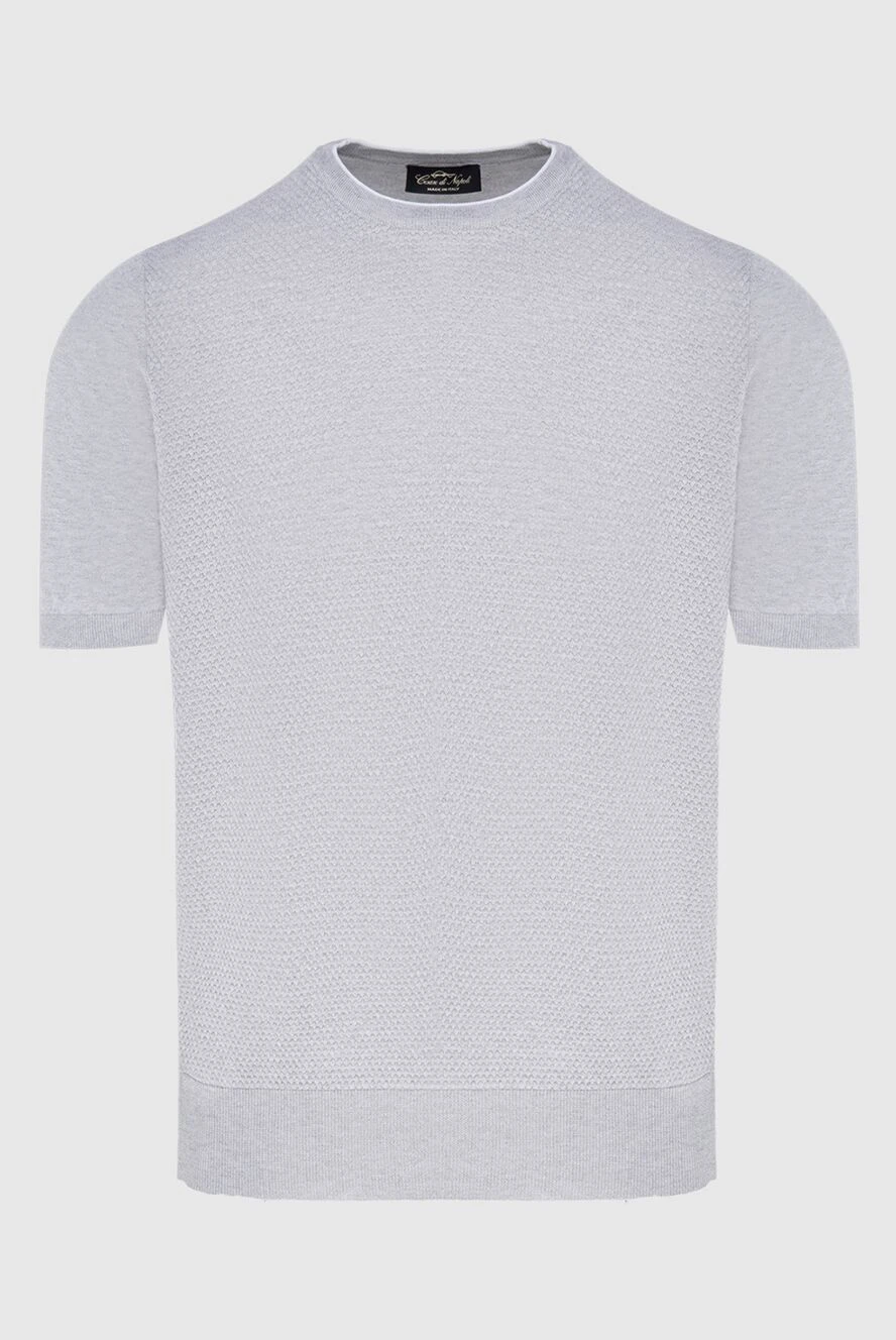 Cesare di Napoli Men's gray jumper with short sleeves - Features: short sleeve. silk, cotton. Country of manufacture: Italy. Care: specialized cleaning - photo 1