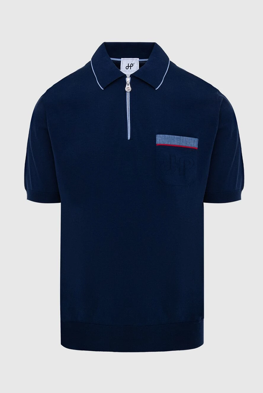 Hamlet Philosophy Cotton polo blue for men - Contrasting piping on the collar. Contrast chest pocket. 100% cotton. Closure: Zipper. Country of manufacture: Italy. Care: specialized cleaning - photo 1