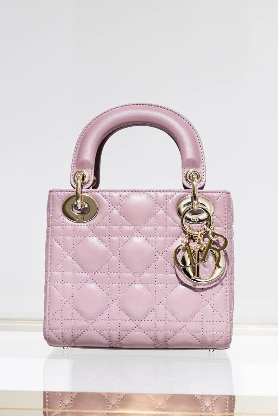 Dior women's purple small bag made of textured leather and logo