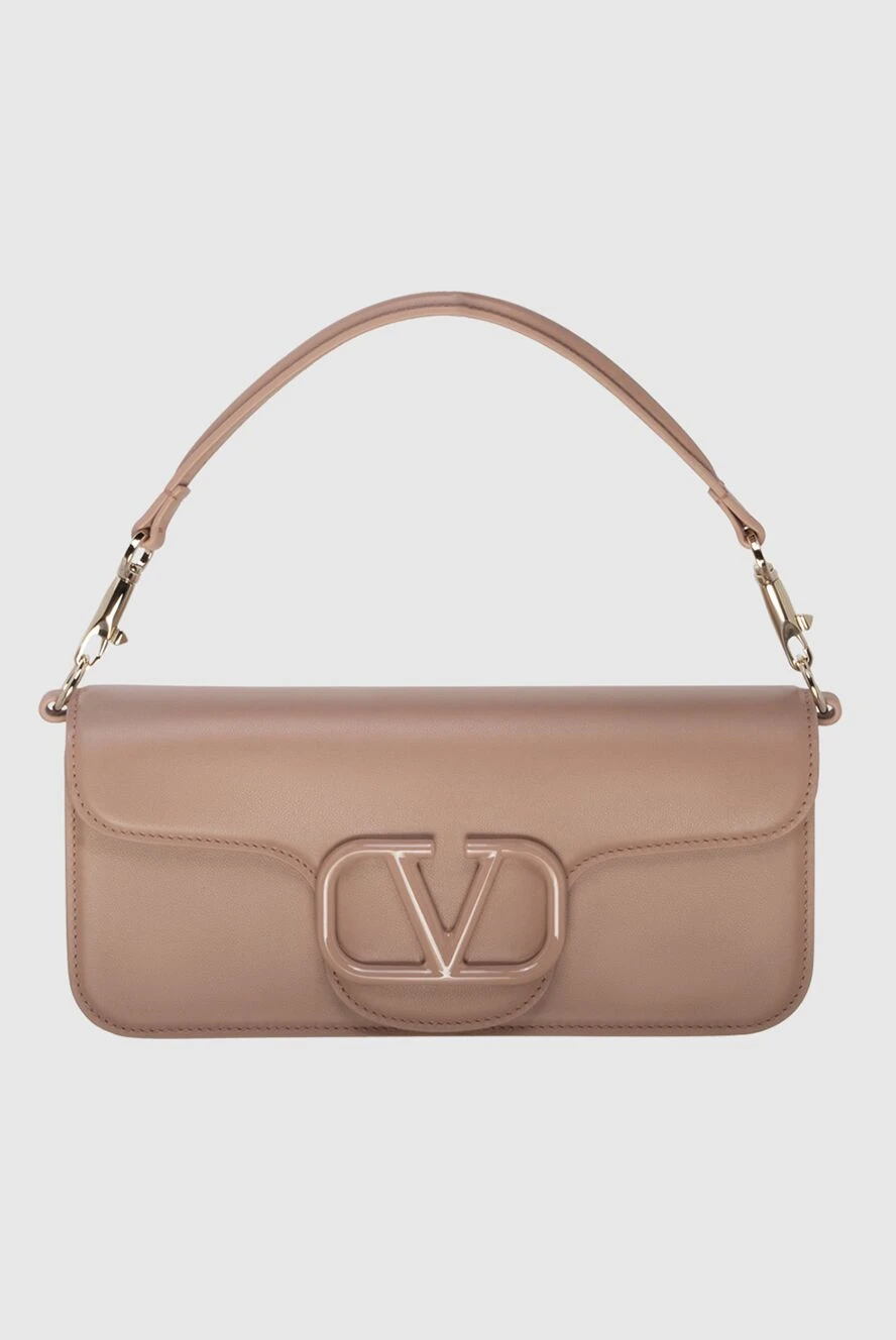 Valentino Women's powder rectangular leather clutch bag - logo. genuine leather. magnetic buttons. Country of manufacture: Italy. Care: specialized cleaning - photo 1