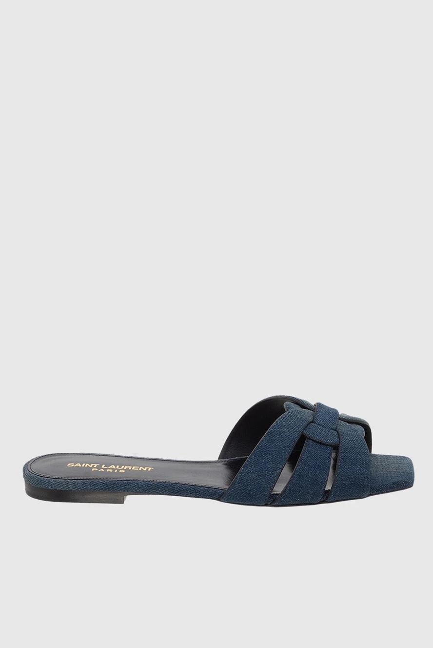 Saint Laurent Blue women's mules with weaving - 100% Genuine Leather. Country of manufacture: Italy. Care: specialized cleaning - photo 1