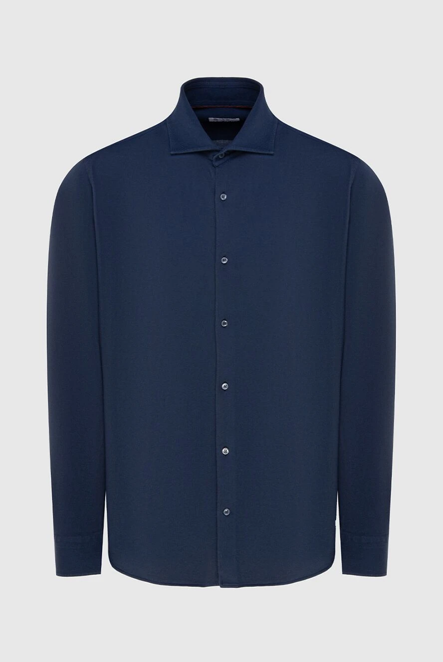 Loro Piana Blue cotton shirt for men - 100% cotton. Closure: buttons. Country of manufacture: Italy. Care: specialized cleaning - photo 1