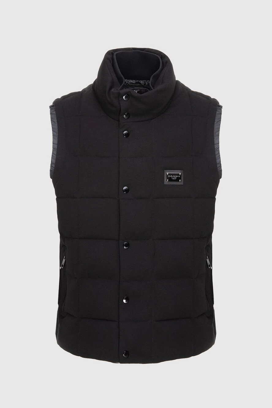 Dolce & Gabbana Vest in viscose, polyamide and elastane black for men - Brand logo patch. 69% viscose, 25% polyamide, 6% elastane. Closure: Zipper. Two side pockets with zippers, inside pocket. Country of manufacture: Italy. Care: specialized cleaning - photo 1