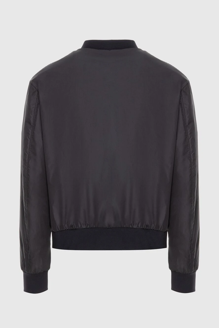 Dolce & Gabbana men's black bomber jacket with metal logo patch