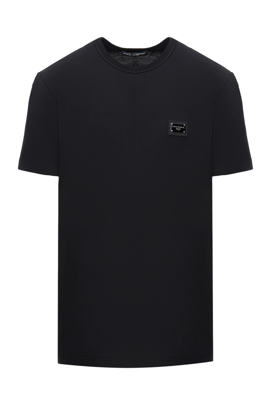 Dolce & Gabbana Black cotton T-shirt for men - logo. 100% cotton. Country of manufacture: Italy. Care: specialized cleaning - photo 1