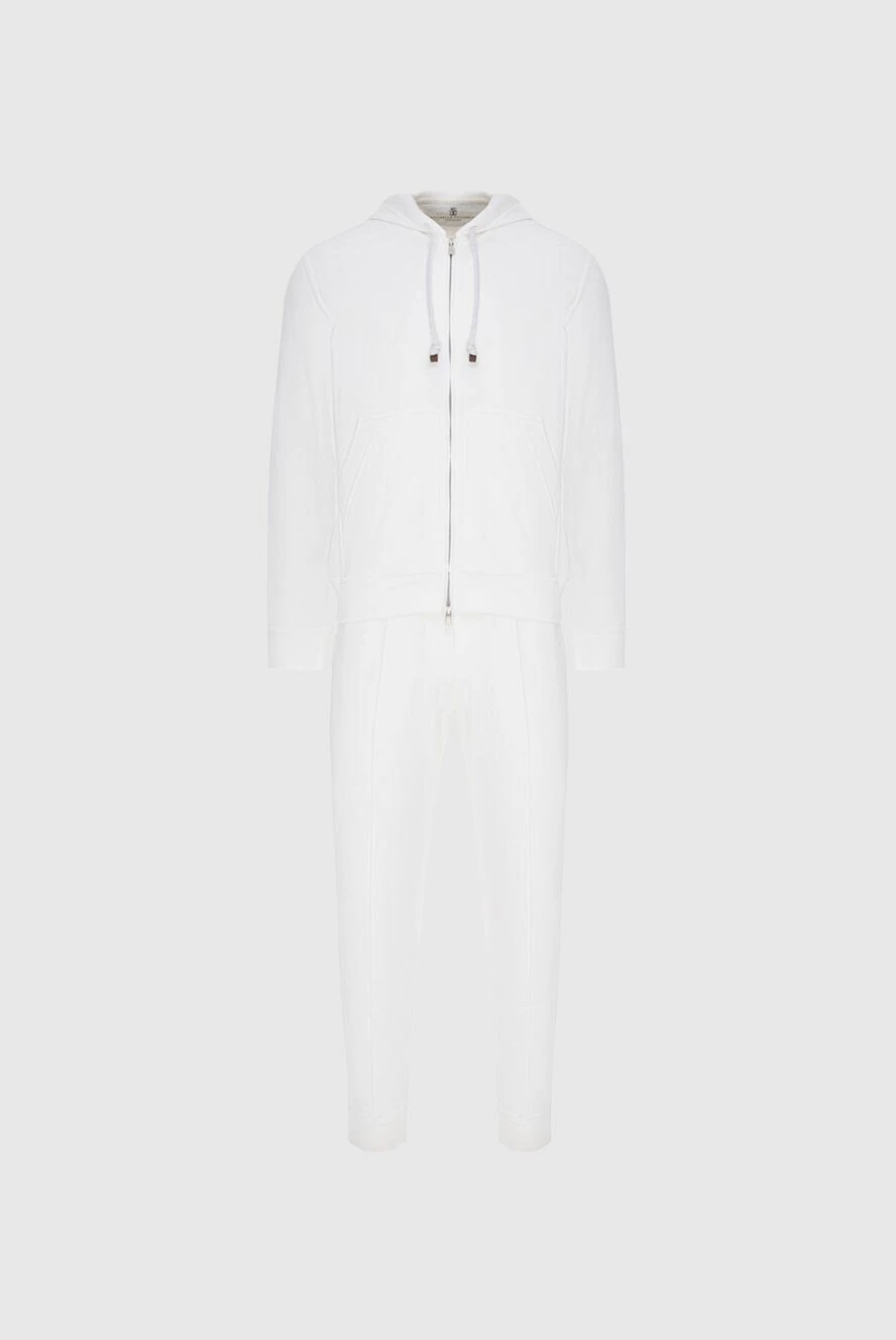 Brunello Cucinelli Костюм спортивный мужской из хлопка и полиамида белый - Капюшон. 93% хлопок, 7% полиамид. Кулиска, молния. Четыре боковых кармана. Страна производитель: Италия. Уход: специализированная чистка - фото 1