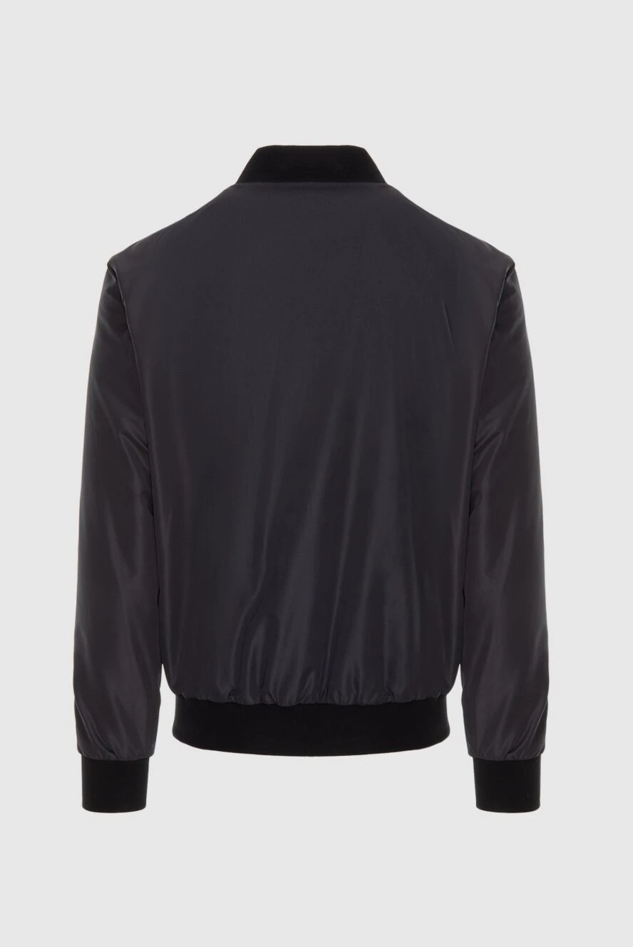 Kiton dark bomber jacket with signature runners and elastic cuffs