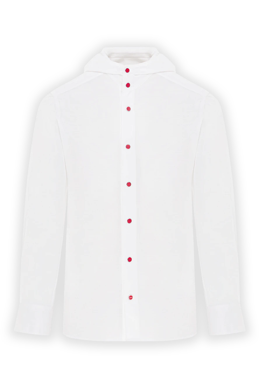 Kiton Біла бавовняна сорочка з капюшоном та червоними гудзиками - лого. 100% бавовна. гудзики. Країна виробник: Італія. Догляд: спеціалізоване чищення - фото 1