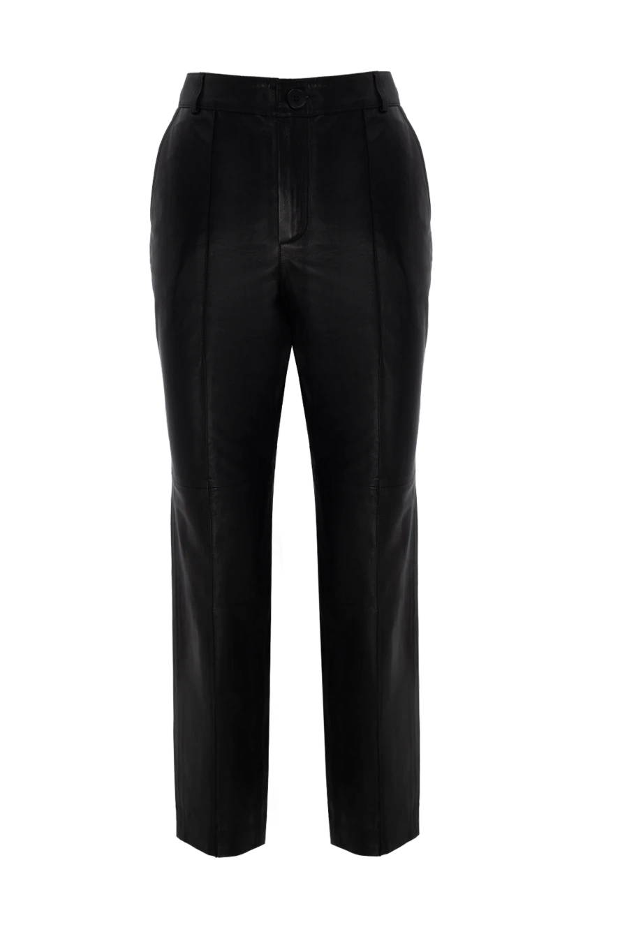 Fleur de Paris Women's black leather high rise pants - genuine leather. Country of manufacture: Italy. Care: specialized cleaning - photo 1