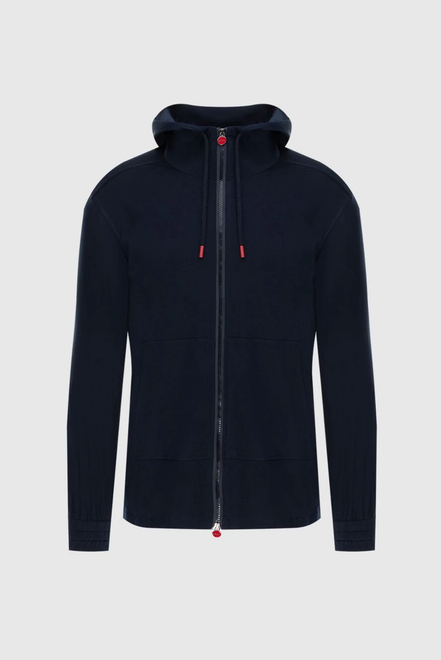 Kiton Sports sweatshirt men's cotton blue with a hood - Features: hood. cotton. zipper. Country of manufacture: Italy. Care: specialized cleaning - photo 1