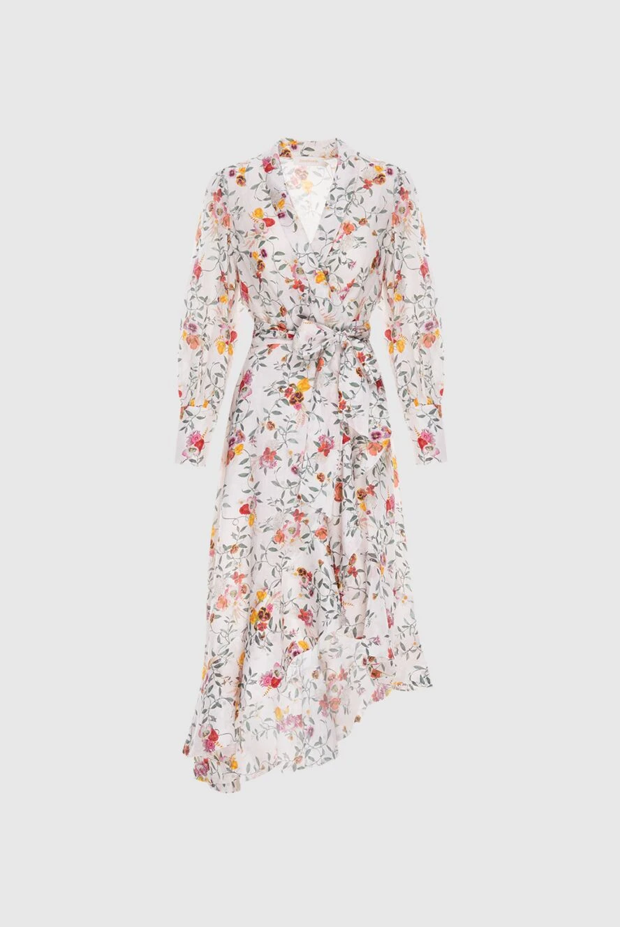 Zimmermann Women's midi beige dress with floral print - 100% linen. Country of manufacture: Italy. Care: specialized cleaning - photo 1