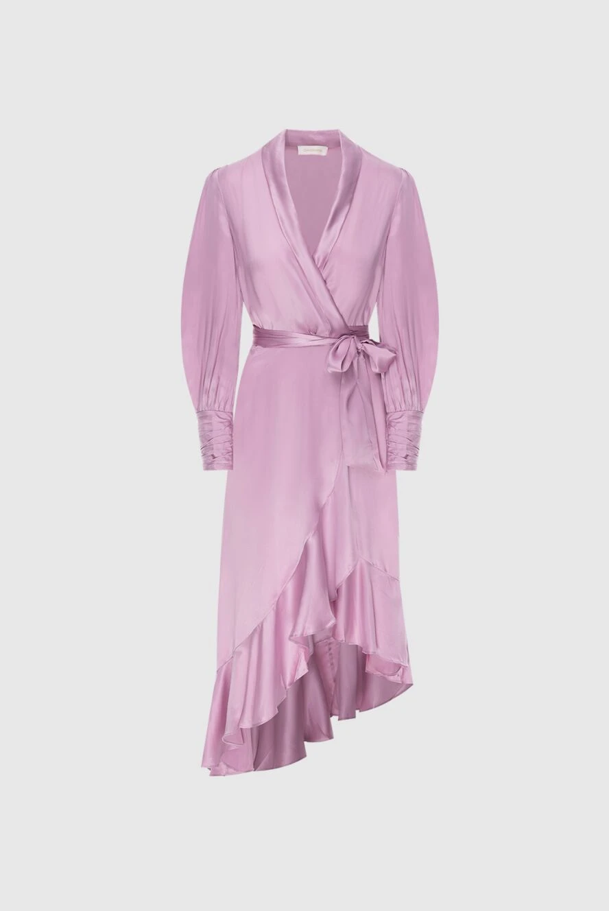 Zimmermann Women's purple silk midi dress with long sleeves and a belt - long sleeves, decorative belt, asymmetrical skirt. silk. Country of manufacture: Italy. Care: specialized cleaning - photo 1