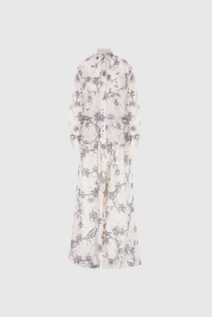 Zimmermann Women's white suit in floral gray print - floral print. cotton, linen. button. Country of manufacture: Italy. Care: specialized cleaning - photo 1
