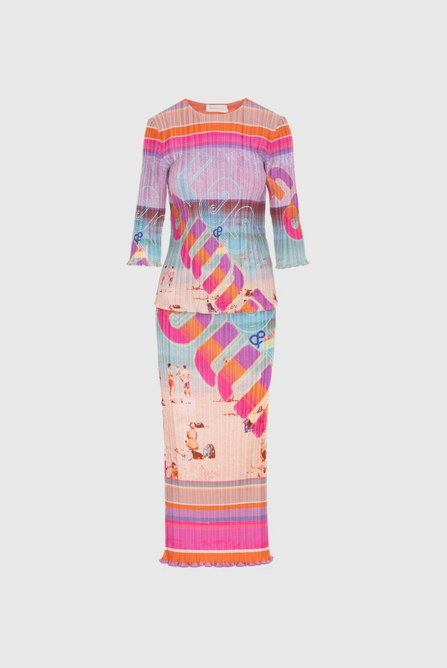 Zimmermann Women's purple suit with inscription and beach pattern - contrasting stripes. 100% polyester. Country of manufacture: Italy. Care: specialized cleaning - photo 1
