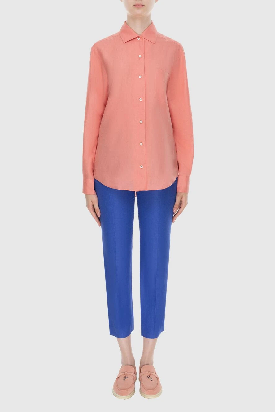 【美品】ロロピアーナ Loro Piana リネン100% 長袖シャツ ピンク Loro Piana women's linen pink shirt 173695 — Women shirt | Domino