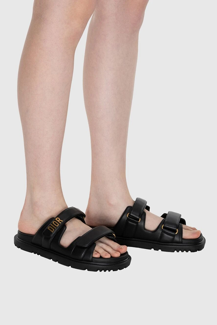 Dior act leather black sandals for women 173769 — Women flip flops