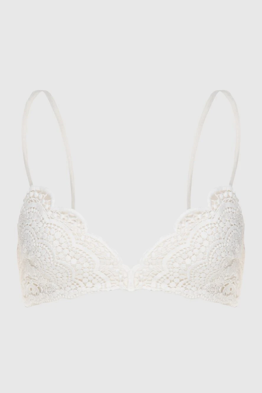 Zimmermann Women's bralette white with lace - lace, adjustable straps, elastic back. linen, silk. Country of manufacture: Italy. Care: specialized cleaning - photo 1
