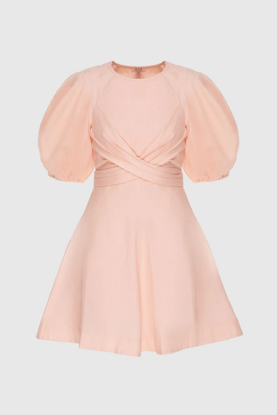 Zimmermann Women's pink linen dress with puffed sleeves - loose cut, short skirt. 100% linen. hidden zipper at the back. Country of manufacture: Italy. Care: specialized cleaning - photo 1