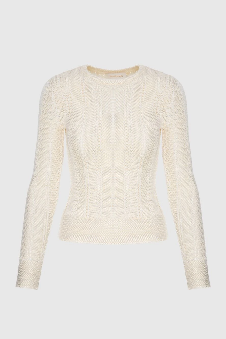 Zimmermann Women's beige jumper in textured knit - Decoration: textured knit. 85% viscose, 15% cotton. Country of manufacture: Italy. Care: specialized cleaning - photo 1