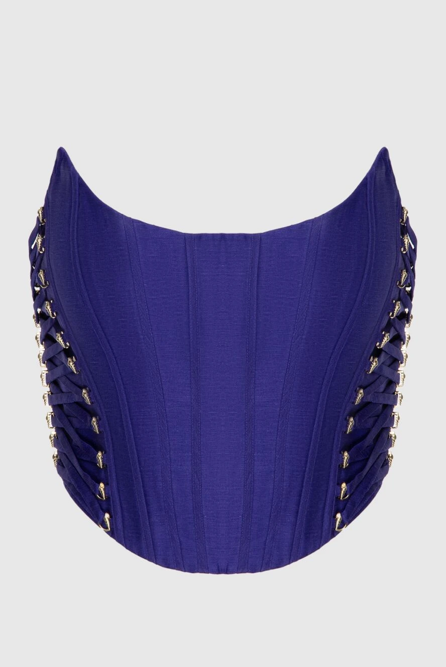 Zimmermann Blue linen and silk corset for women - decorative panels with lacing. 52% linen, 48% silk. Closure: zipper. Country of manufacture: Italy. Care: specialized cleaning - photo 1