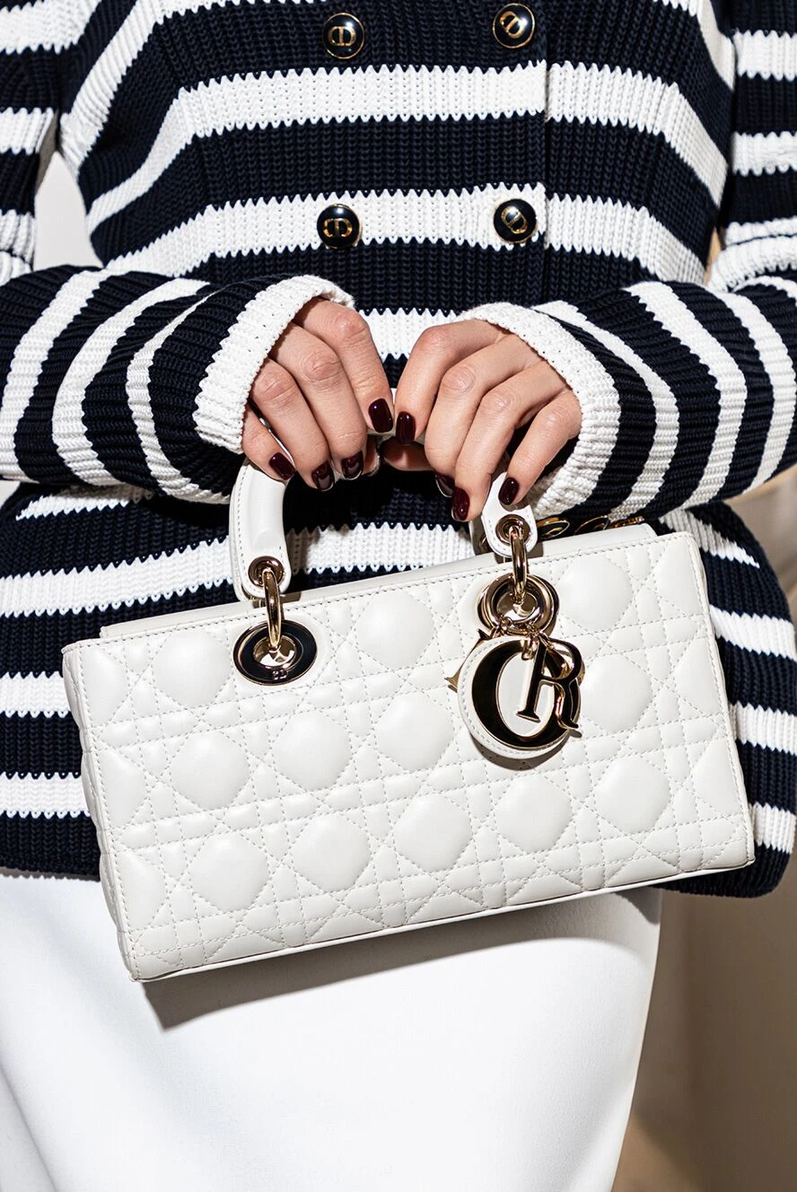 Dior сумка из кожи белая женская 173833 — Женские сумки в интернет