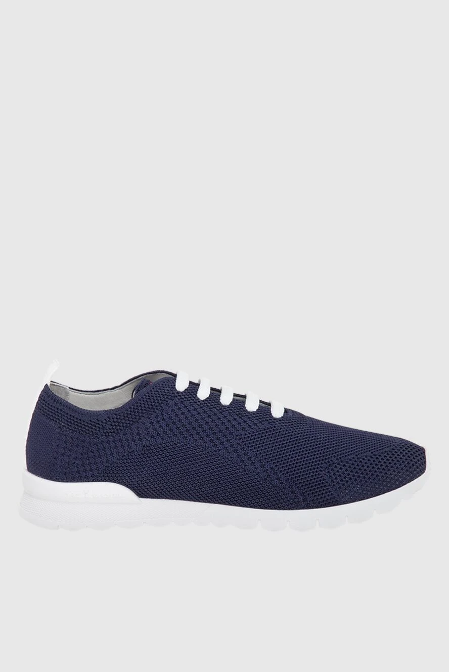 Kiton Men's blue sneakers with logo on the tongue - Decoration: logo on the tongue. 90% cotton, 10% elastane. lacing. Country of manufacture: Italy. Care: specialized cleaning - photo 1