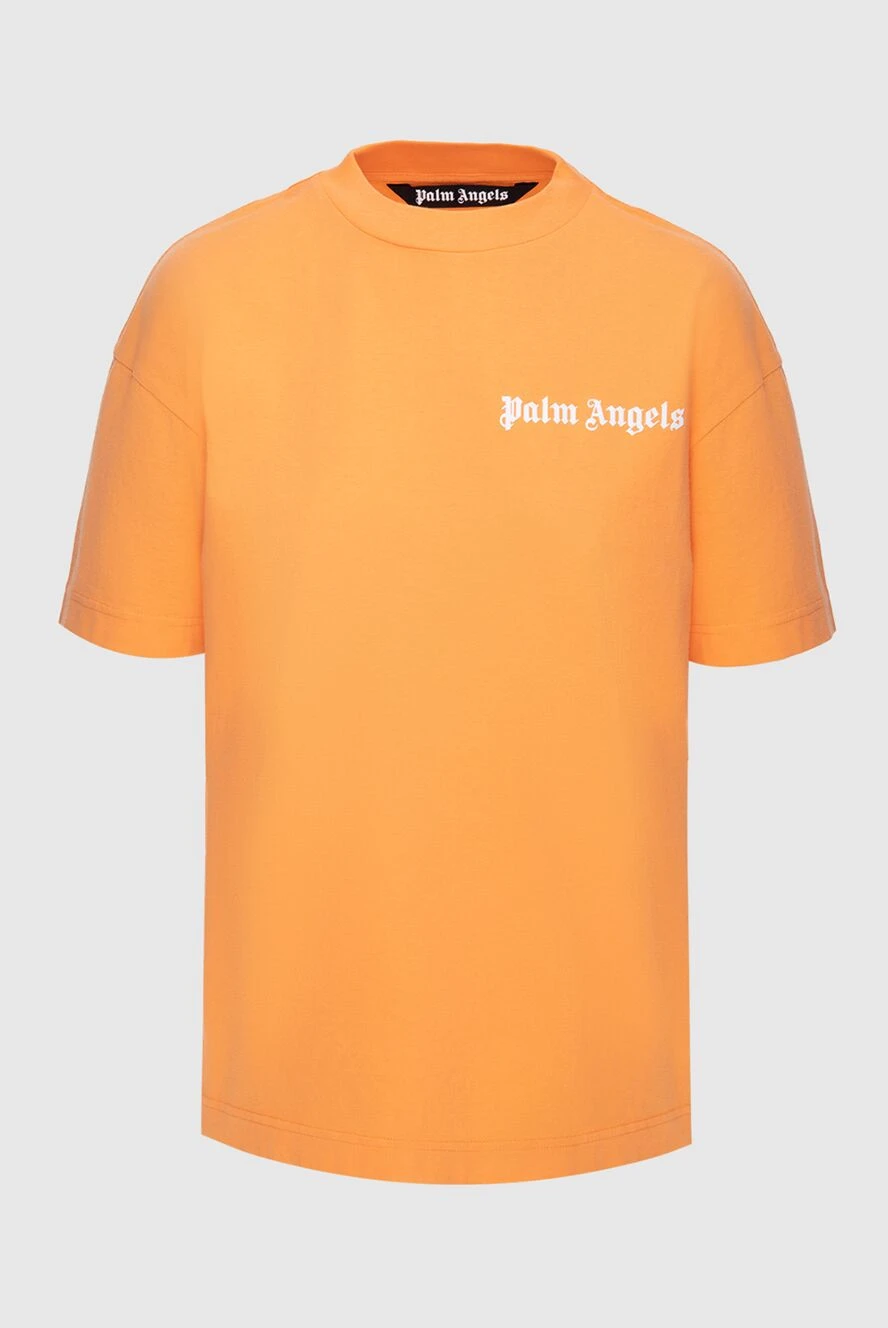 Palm Angels Women's orange loose-fitting T-shirt with logo - logo print, free cut. 100% cotton. Country of manufacture: Italy. Care: specialized cleaning - photo 1