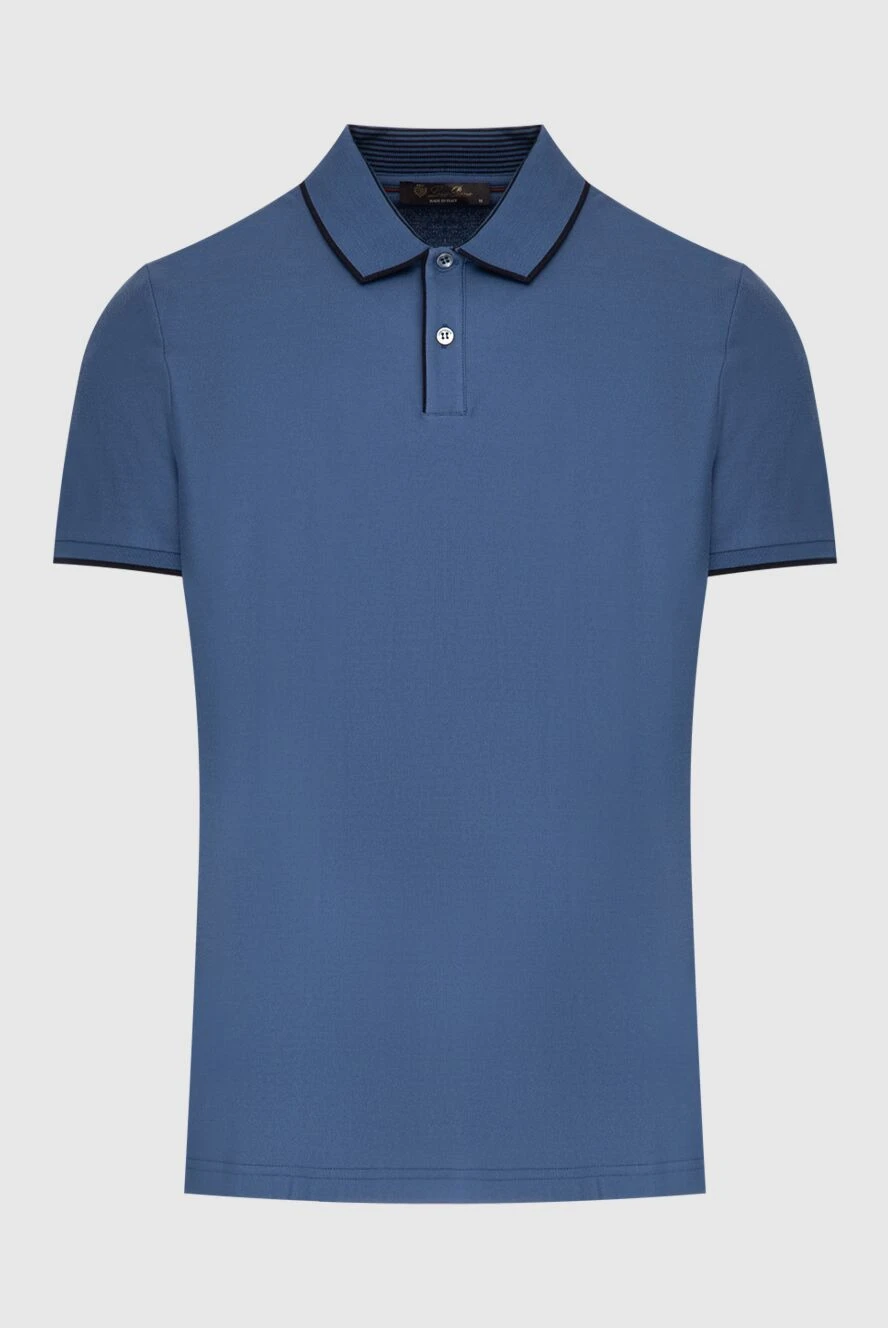 Loro Piana Polo shirt made of cotton and elastane blue for men - Contrasting lines on the collar. 95% cotton, 5% elastane. Buttons. Country of manufacture: Italy. Care: specialized cleaning - photo 1