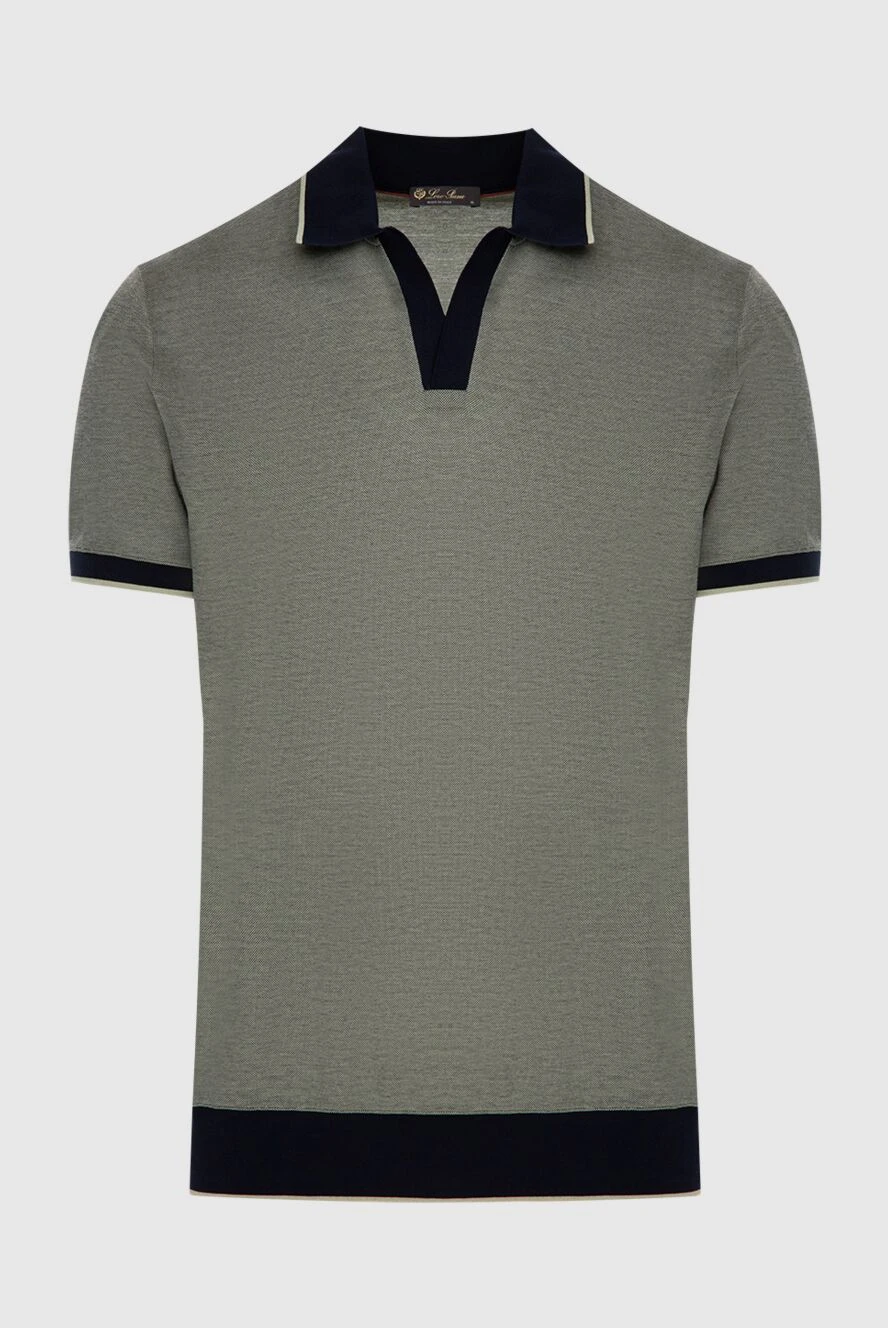 Loro Piana Green cotton polo for men - Contrast collar and cuffs, contrast trim. 100% cotton. Country of manufacture: Italy. Care: specialized cleaning - photo 1